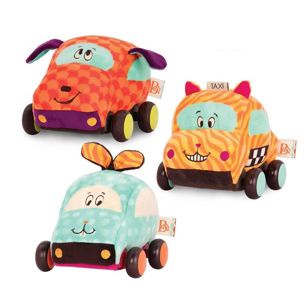 Squeak, rattle and roll Pull-back vehicles