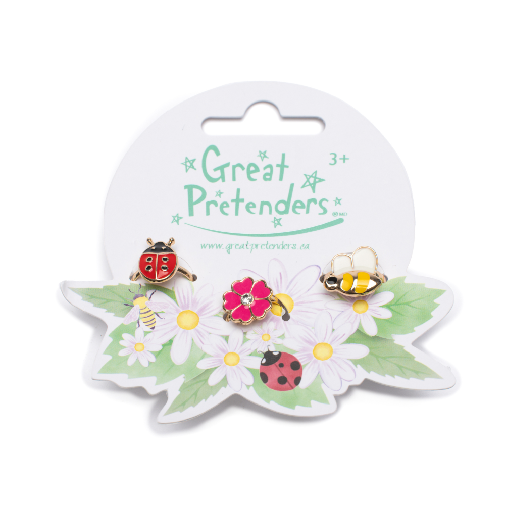 Great Pretenders Ladybug Garden Ring Set, 3pc