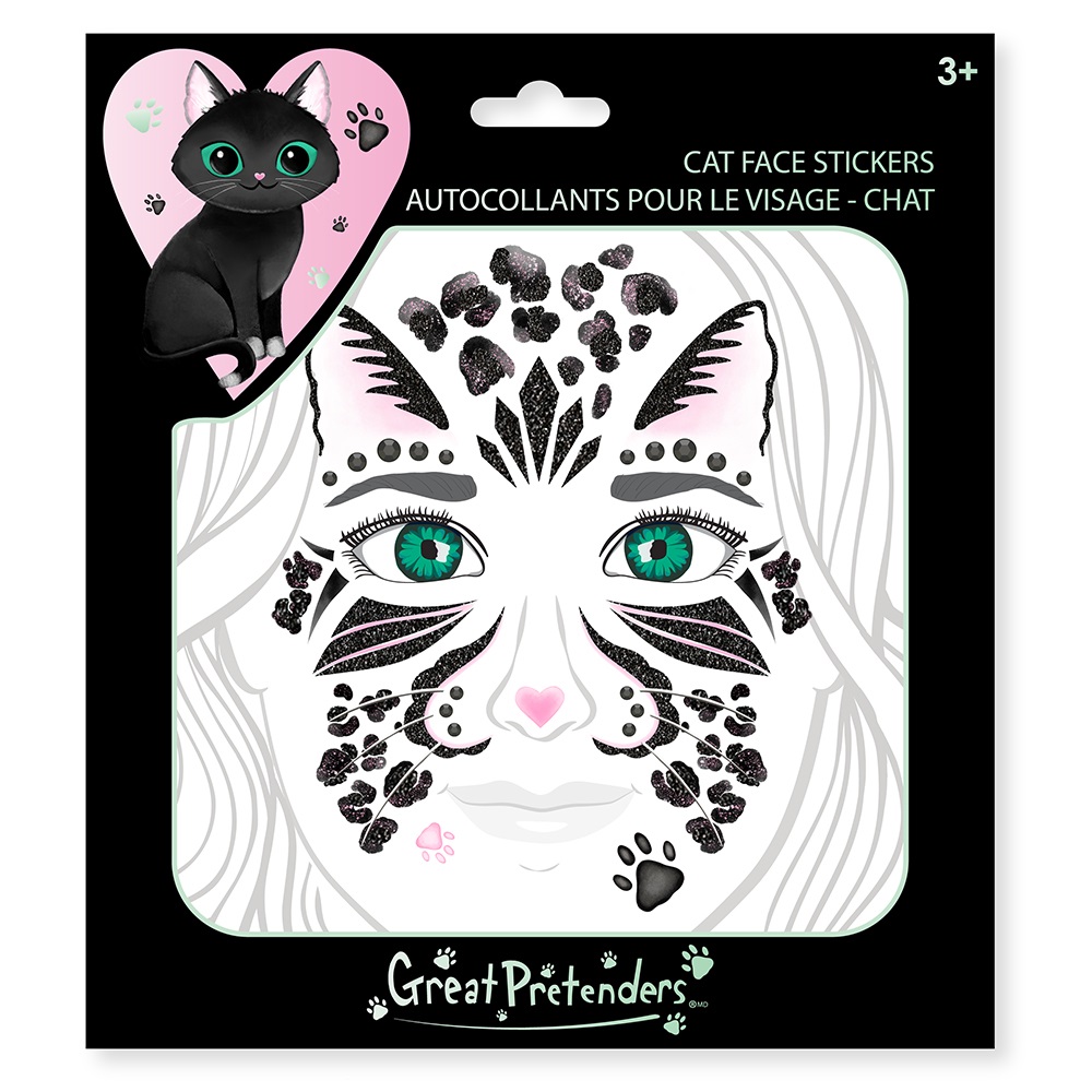 Great Pretenders Black Cat Face Stickers