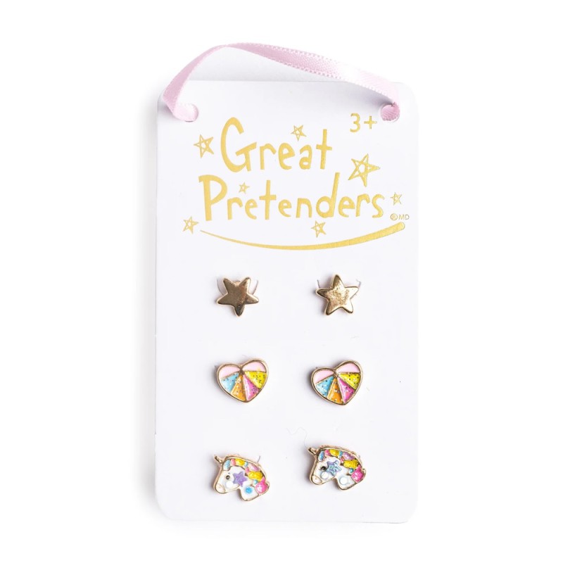 Great Pretenders Σετ σκουλαρίκια Αστέρι - Καρδιά - Μονόκερος (3 ζεύγη)