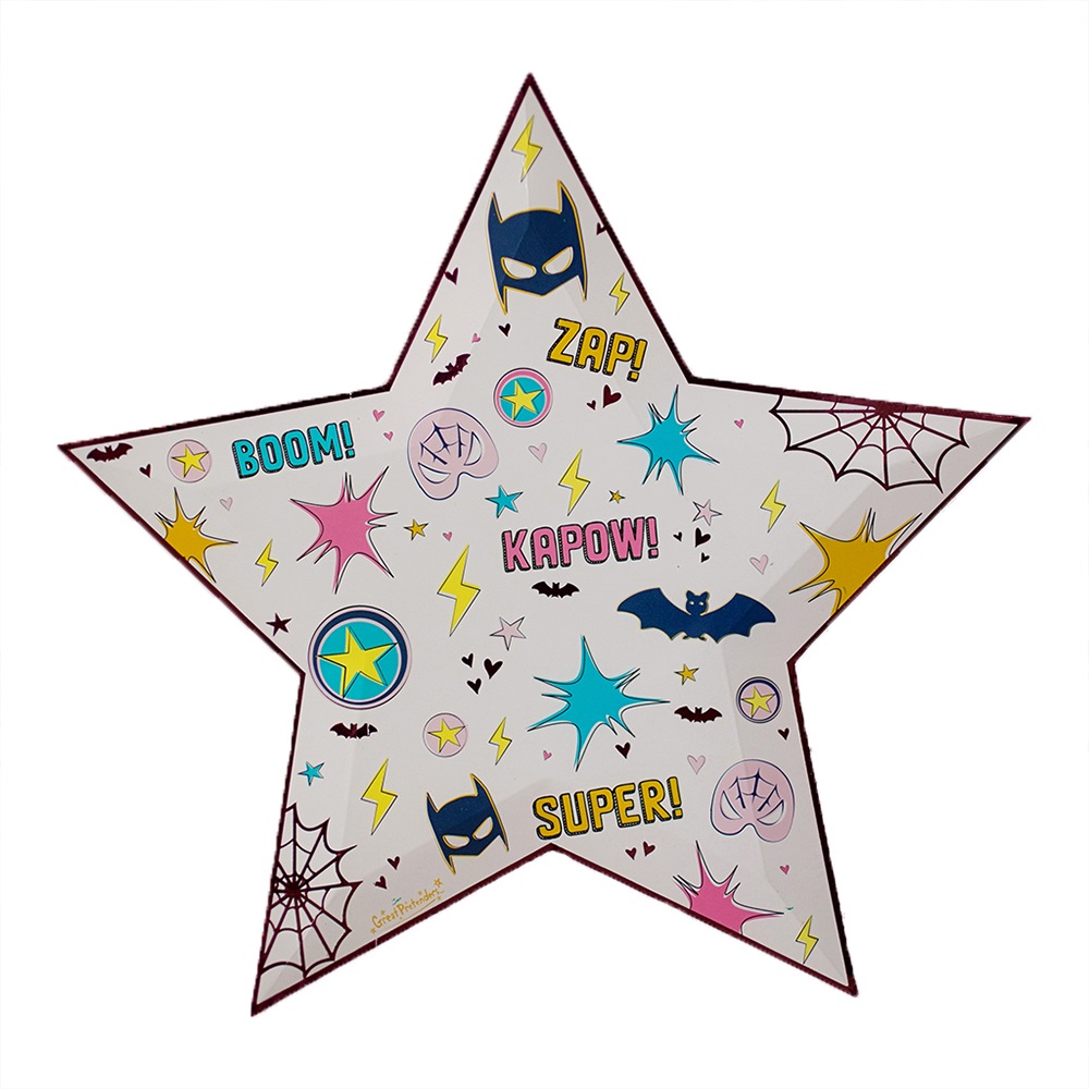 Great Pretenders Plates - Superhero Star Large (8pc)