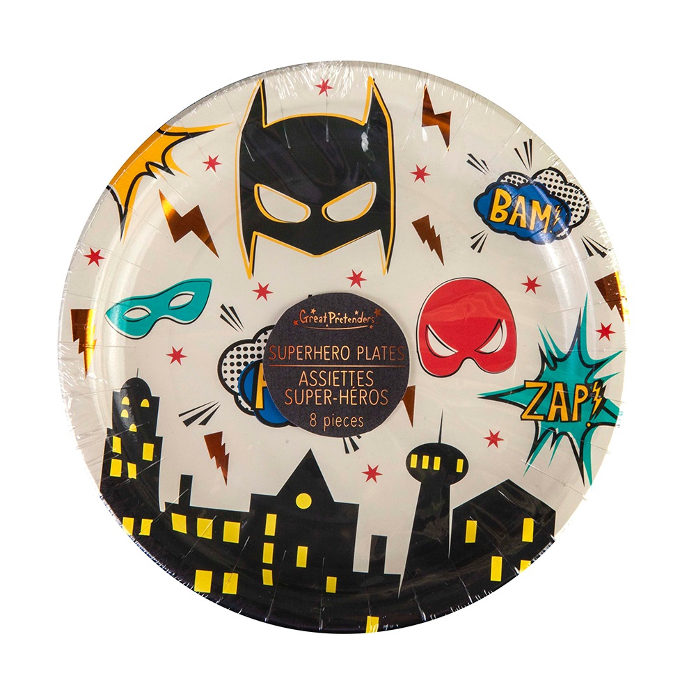Great Pretenders Plates 18cm - Superhero Small (8 pcs)