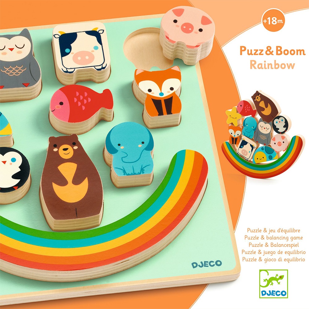Djeco Toys and games Wooden Puzzles - Relief puzzles Puzz & Boom Rainbow