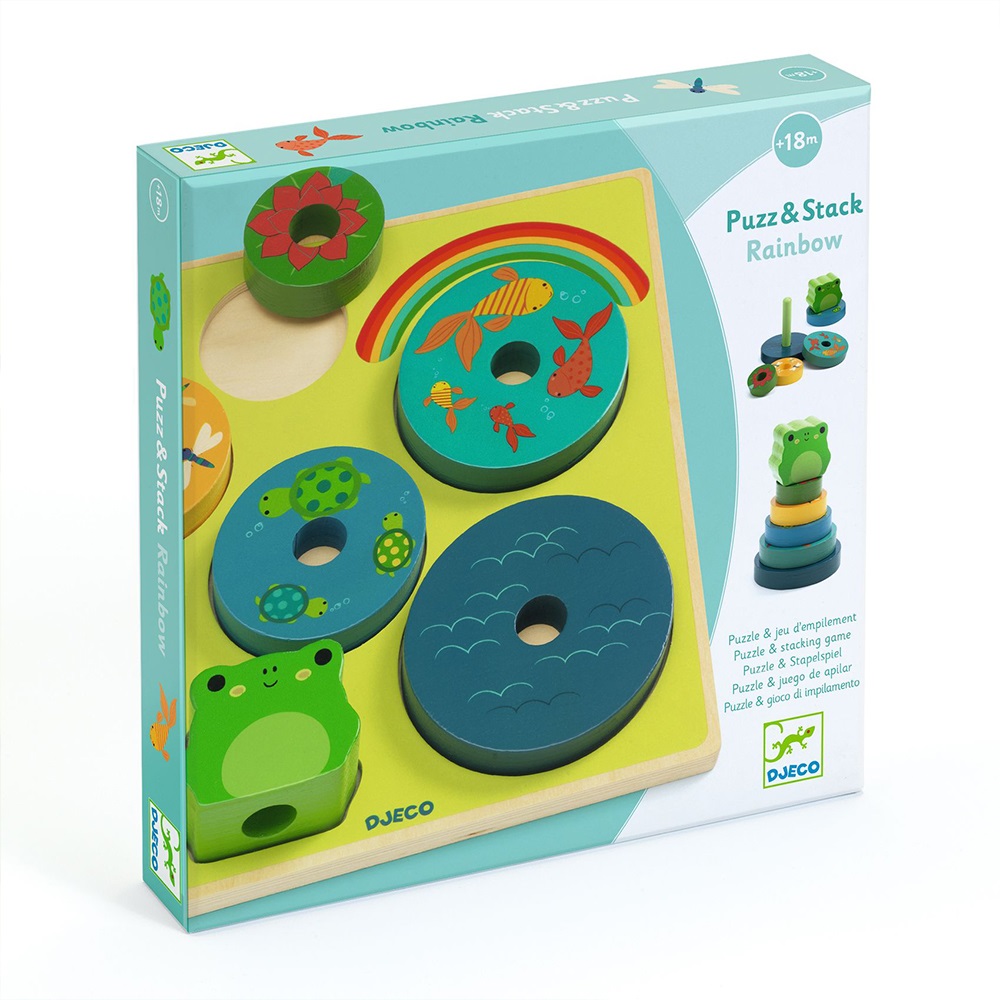 Djeco Toys and games Wooden Puzzles - Relief puzzles Puzz & Stack Rainbow
