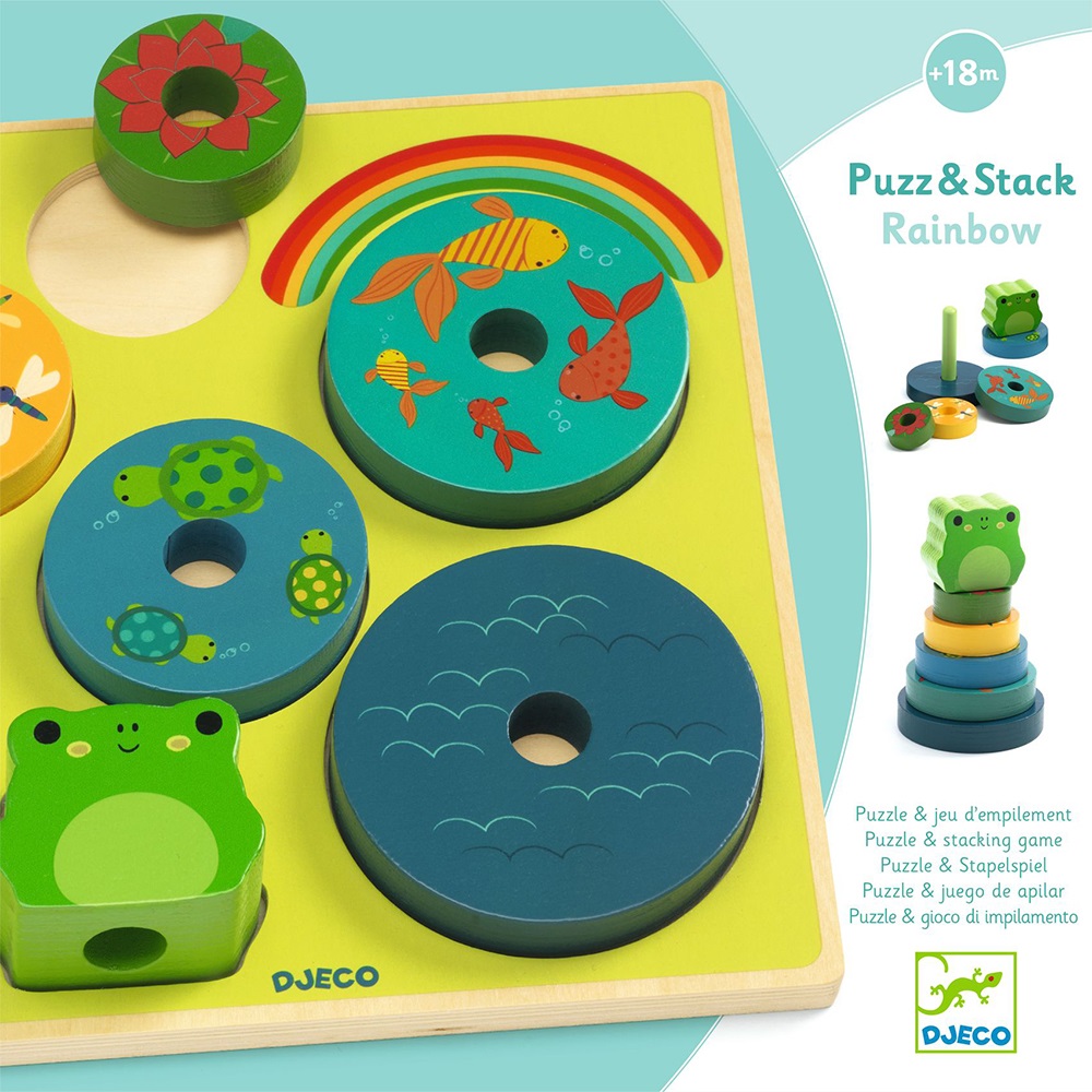 Djeco Toys and games Wooden Puzzles - Relief puzzles Puzz & Stack Rainbow