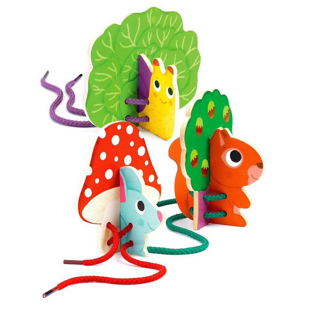 Djeco Educational wooden games - Early learning Lace-up duo