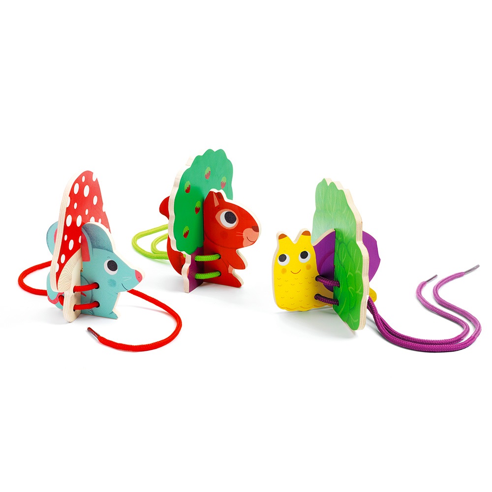 Djeco Educational wooden games - Early learning Lace-up duo