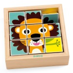 Djeco παζλ με περιστρεφόμενα τετράγωνα σε ξύλινο πλαίσιο Λιοντάρι και ζωάκια