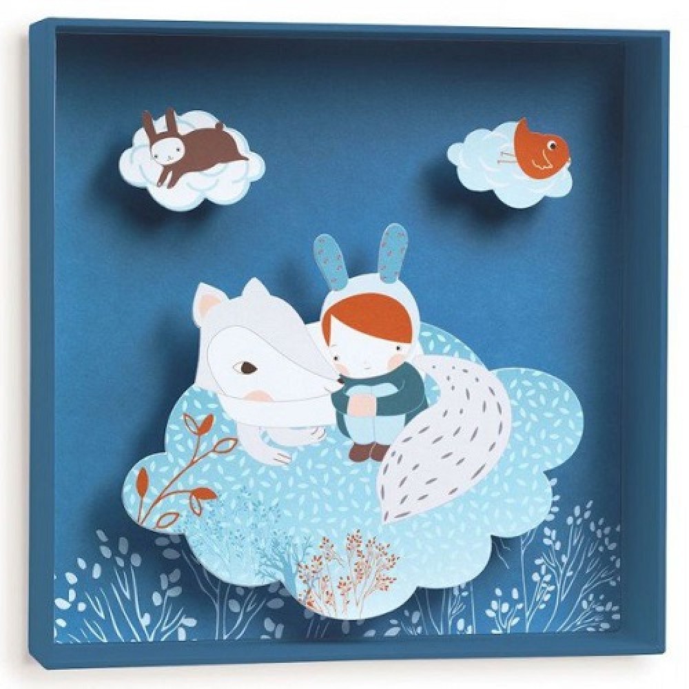 Little Big Room Tableaux White fox - 21x21x4cm