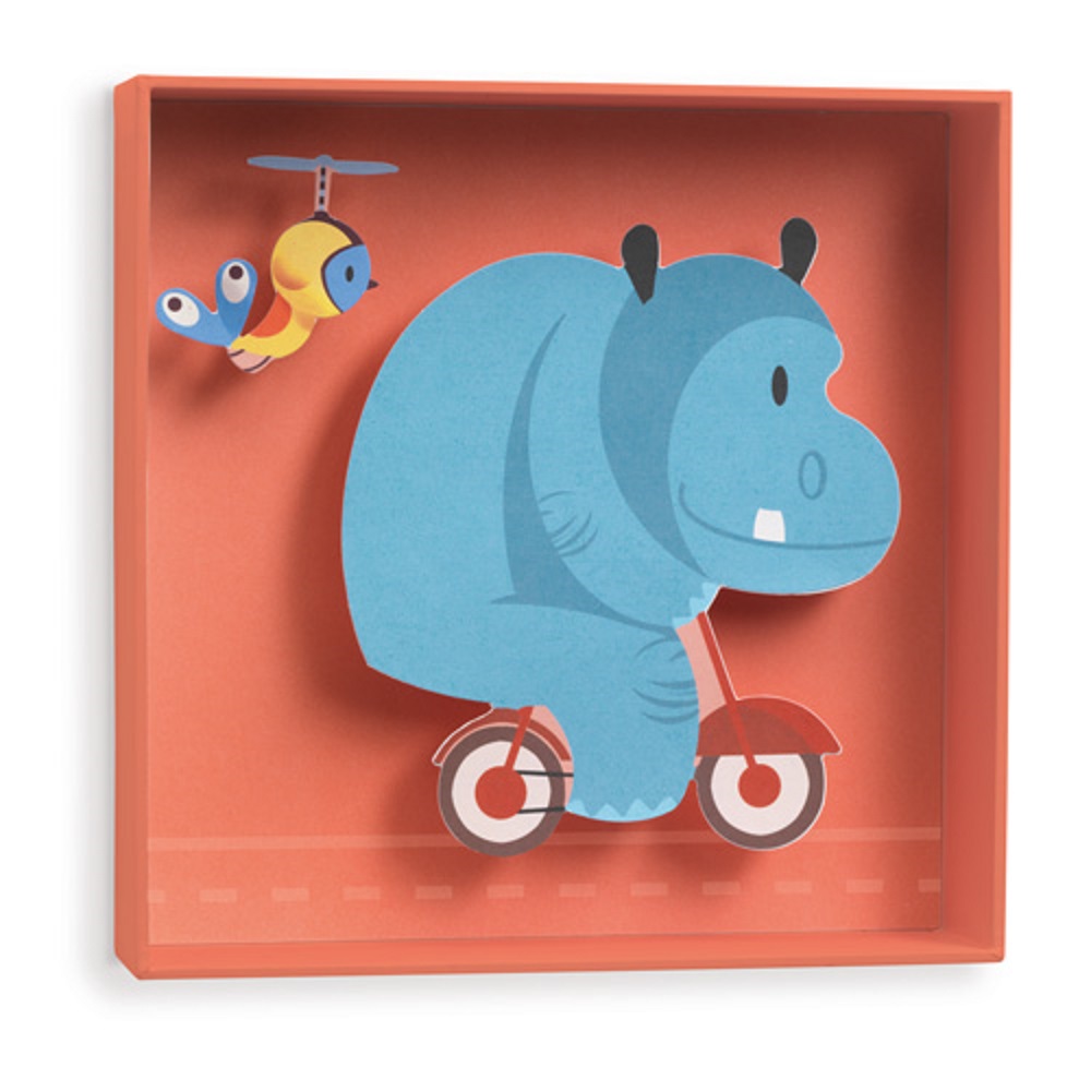 Little Big Room Tableaux Hippopotamus - 18,5x18,5x4cm