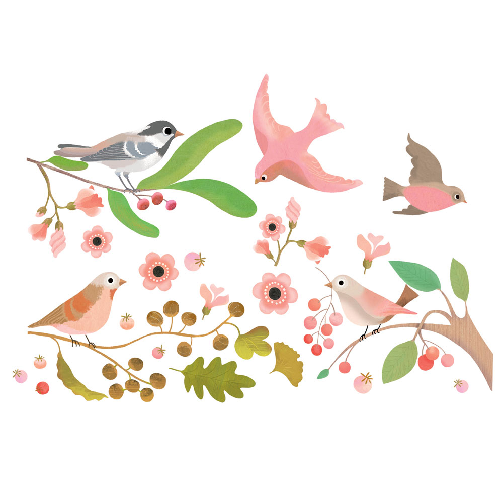 Djeco Windows stickers Romantic birds