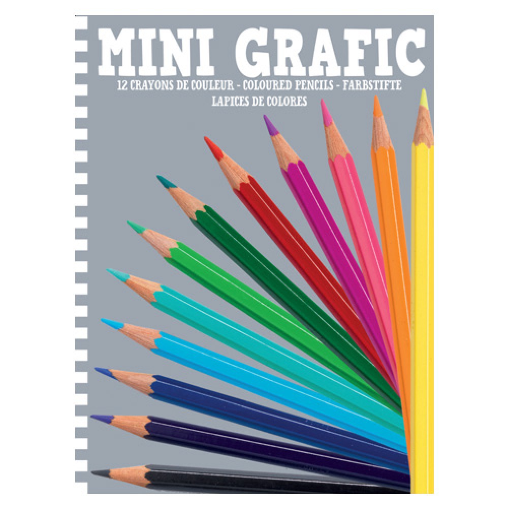 Djeco Mini Grafic - 12 mini coloured pencils (14cm)