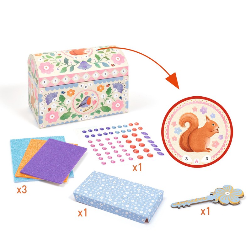 Djeco DIY διακοσμώ σεντούκι πολύτιμων αντικειμένων με κλειδί Djeco DIY διακοσμώ σεντούκι πολύτιμων αντικειμένων με κλειδί