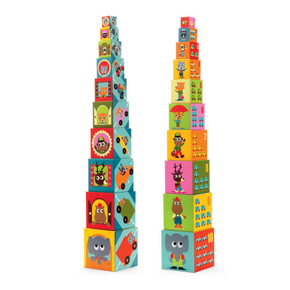 Djeco Cubes for infants 10 vehicles blocks