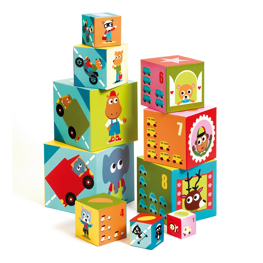Djeco Cubes for infants 10 vehicles blocks
