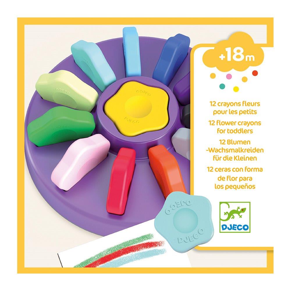 Djeco 12 flower crayons for toddlers