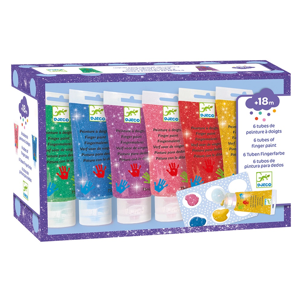 Djeco 6 tubes of finger paint - Glitter