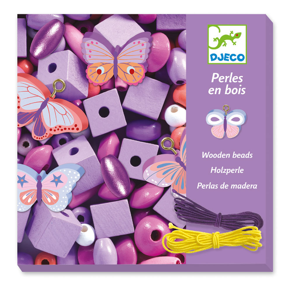 Djeco For older children - Beads and Jewellery Wooden beads, buterflies