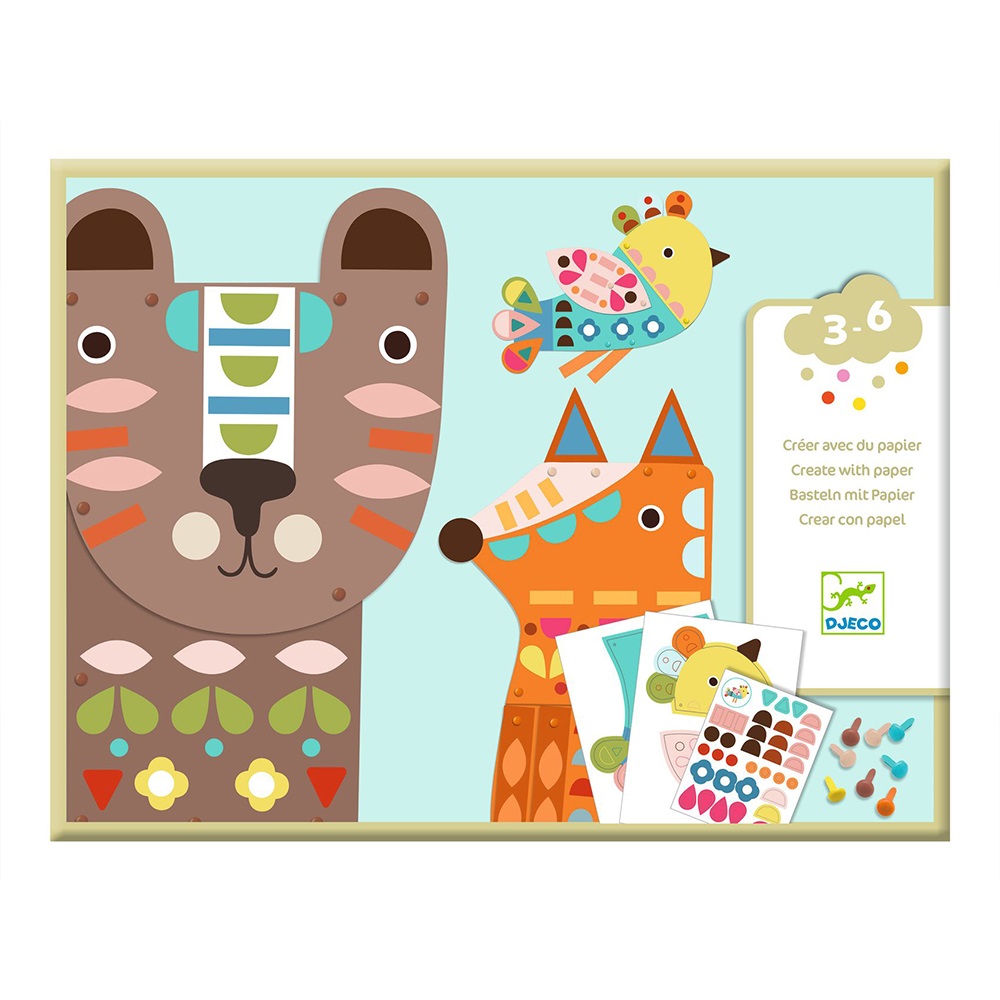 Djeco Art and craft Small gifts for littles ones - Create with papers 3 giant animals