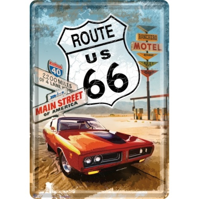 Nostalgic Μεταλλική κάρτα σε φάκελο 'Route 66 Red Car'