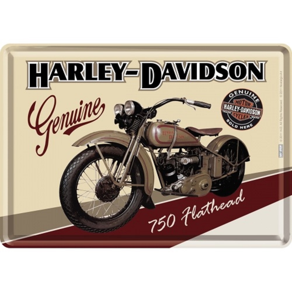 Nostalgic Μεταλλική κάρτα σε φάκελο. Harley-Davidson Flathead