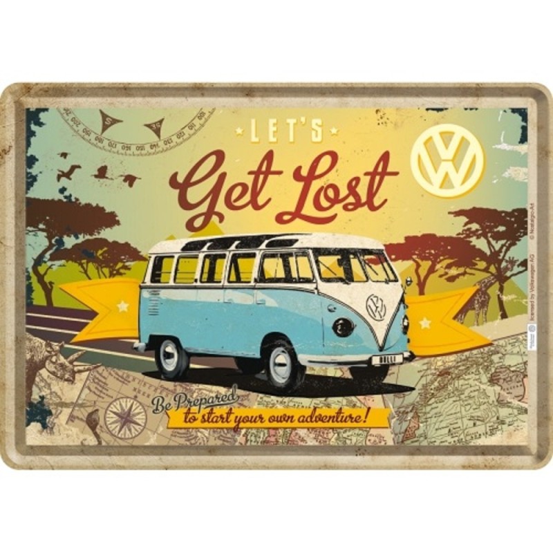 Nostalgic Μεταλλική κάρτα σε φάκελο 'Volkswagen VW Bulli - Lets Get Lost'