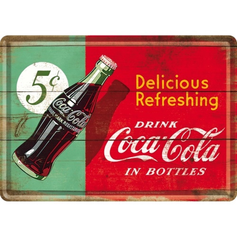 Nostalgic Metal Card Coca-Cola - Delicious Refreshing Green