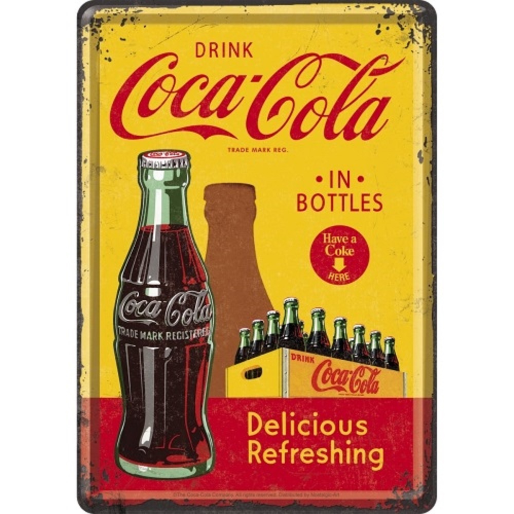 Nostalgic Metal Card Coca-Cola - In Bottles Yellow