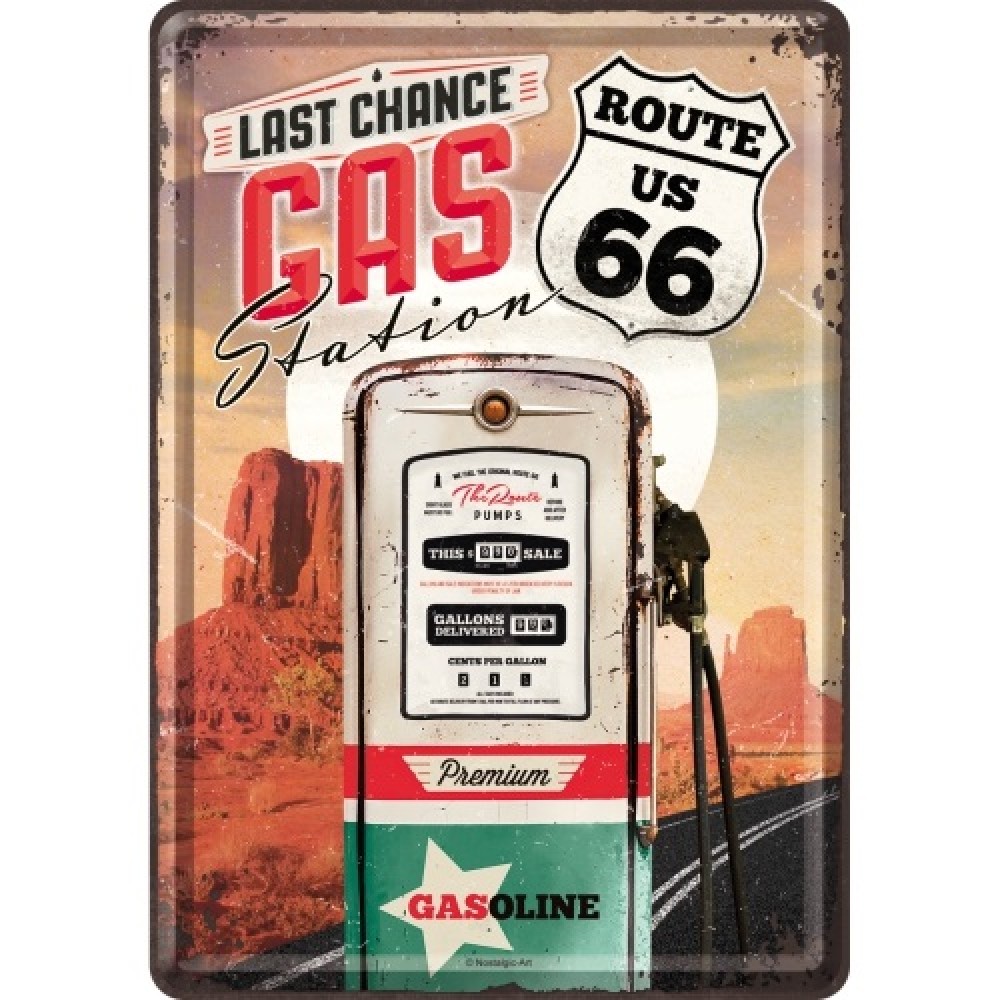 Nostalgic Metal Card US Highways Route 66 Gas Station