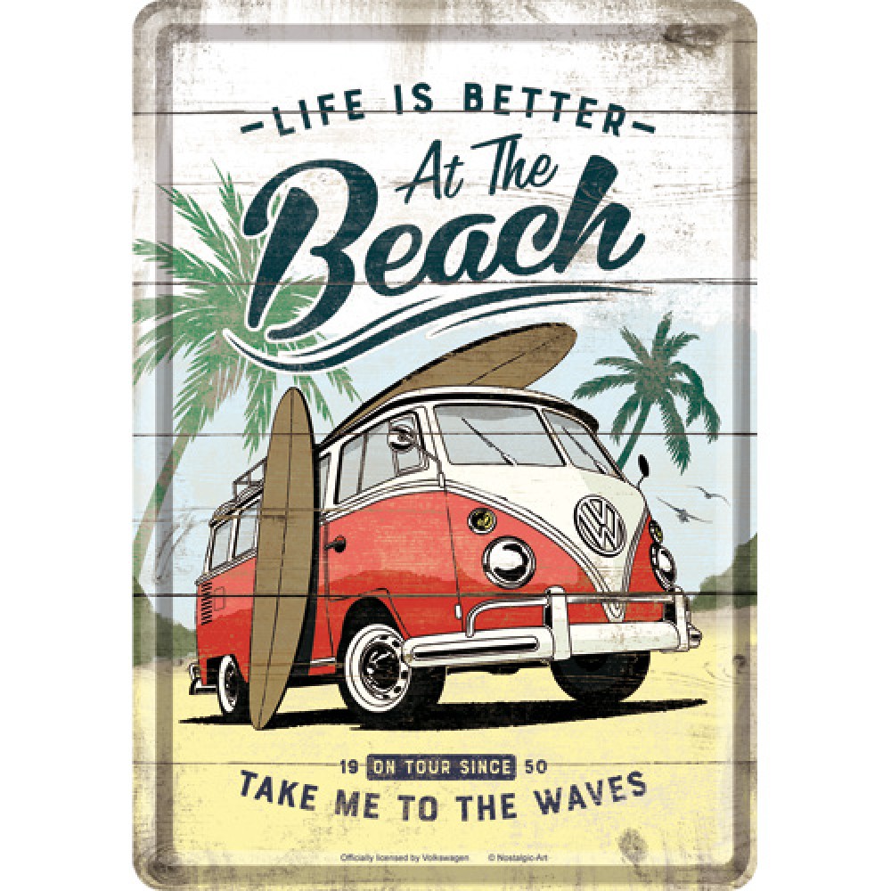 Nostalgic Μεταλλική κάρτα σε φάκελο Volkswagen VW Bulli - Beach