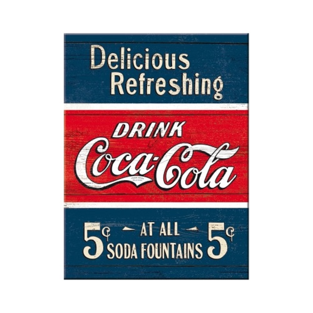 Nostalgic Μεταλλικό μαγνητάκι Coca-Cola - Delicious Refreshing Blue