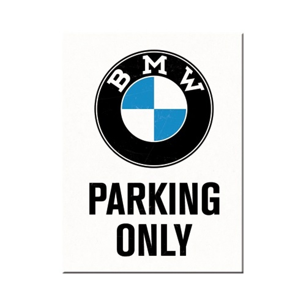 Nostalgic Magnet BMW - Parking Only White