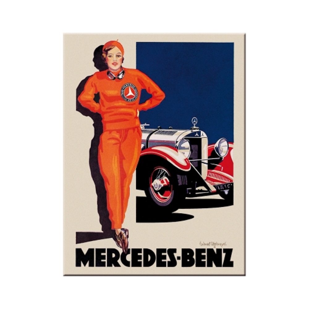 Nostalgic Magnet Mercedes-Benz - Frau in Rot