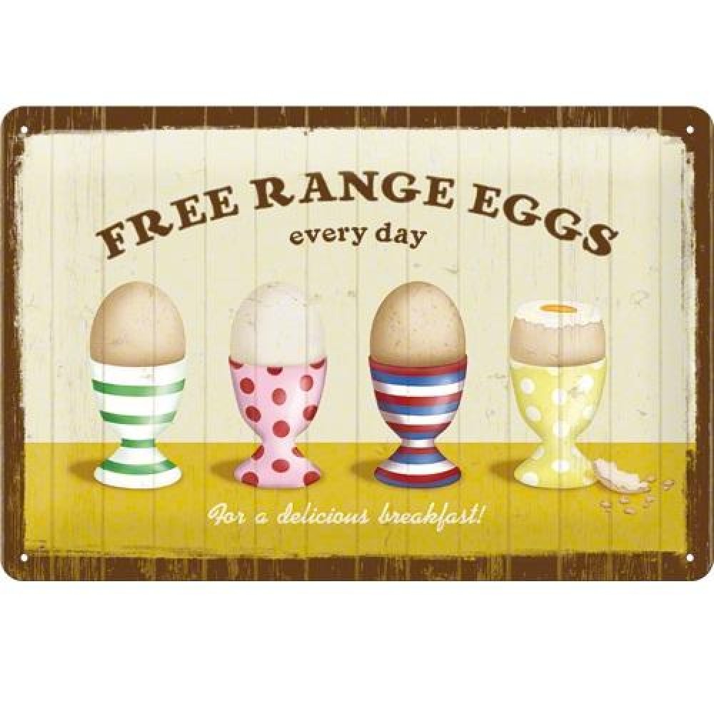 Nostalgic Μεταλλικός πίνακας Free Range Eggs