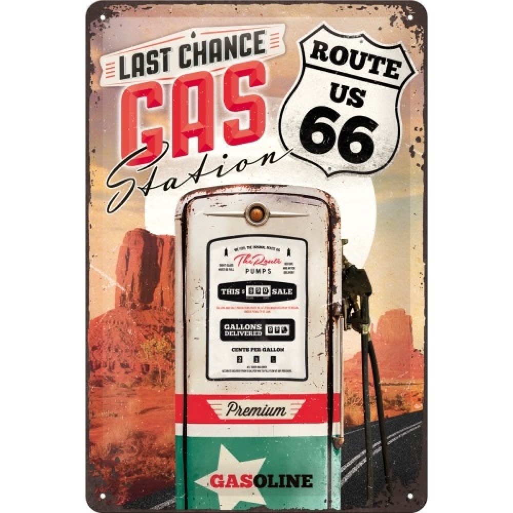 Nostalgic Μεταλλικός πίνακας Route 66 Gas Station
