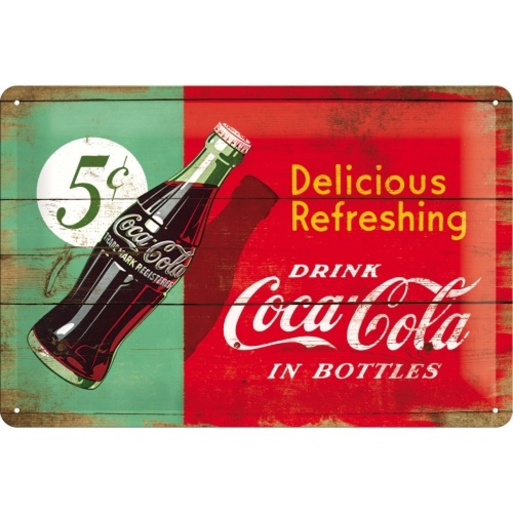 Nostalgic Μεταλλικός πίνακας Coca-Cola - Delicious Refreshing Green