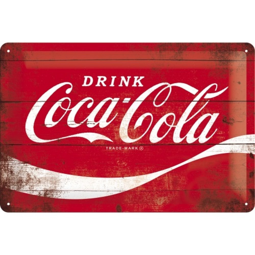 Nostalgic Μεταλλικός πίνακας Coca-Cola - Logo Red Wave