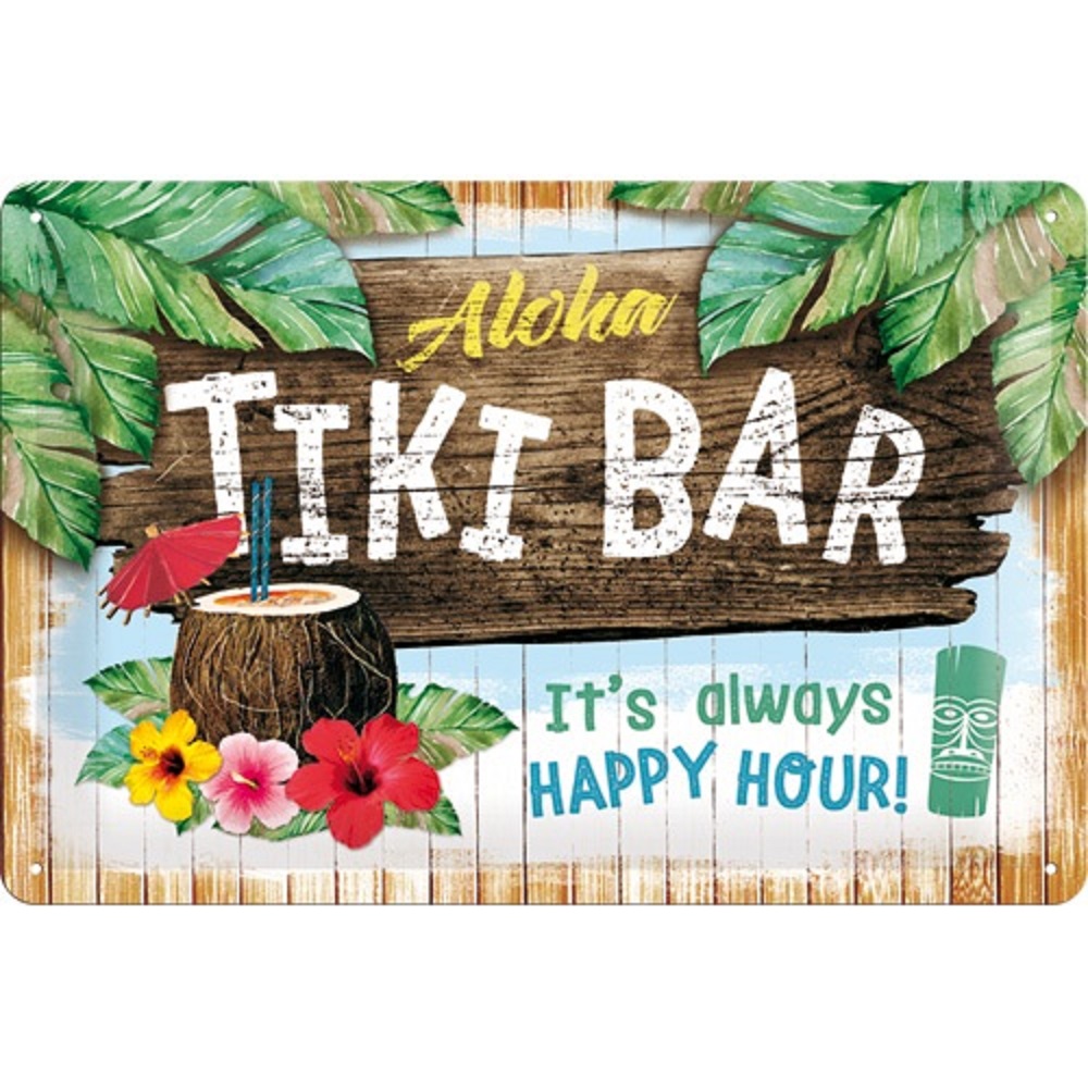 Nostalgic Μεταλλικός πίνακας Tiki Bar Open Bar