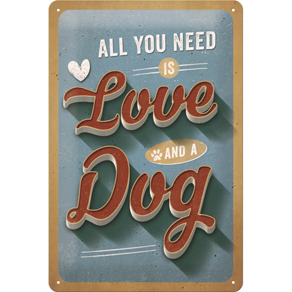 Nostalgic Tin Sign 20x30cm PfotenSchild - Love Dog