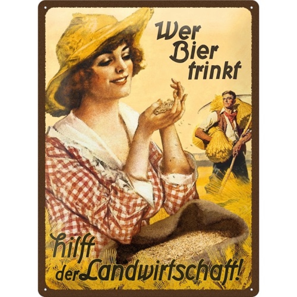 Nostalgic Μεταλλικός πίνακας Wer Bier trinkt hilft Fraulein