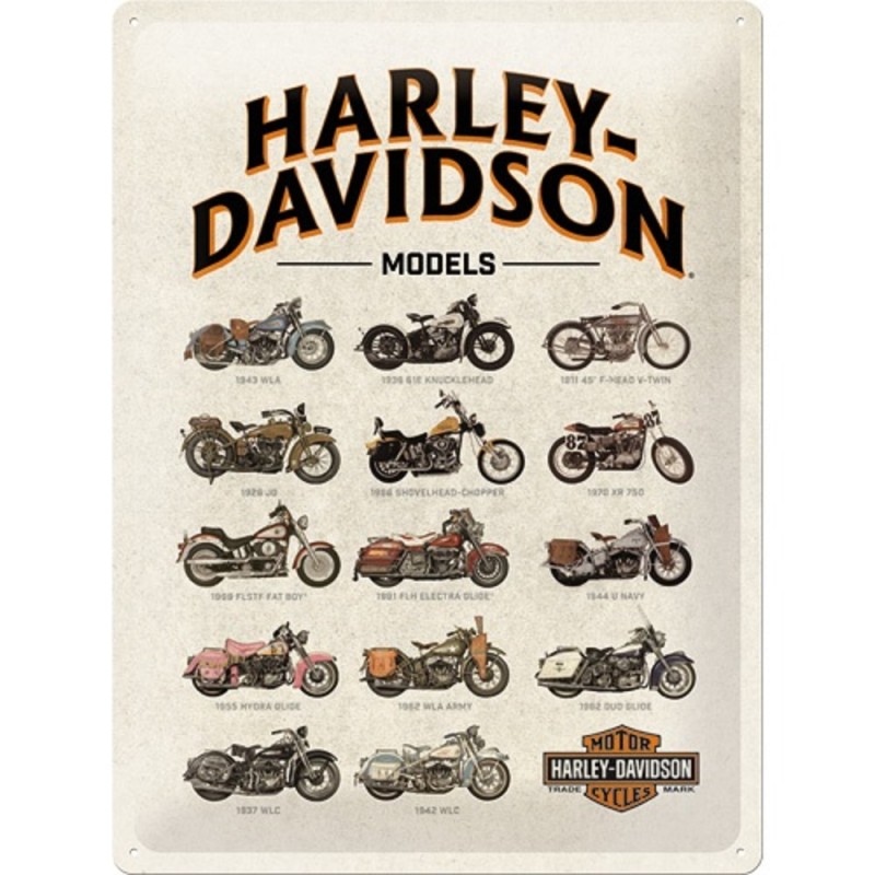 Nostalgic Μεταλλικός πίνακας Harley-Davidson Model Chart