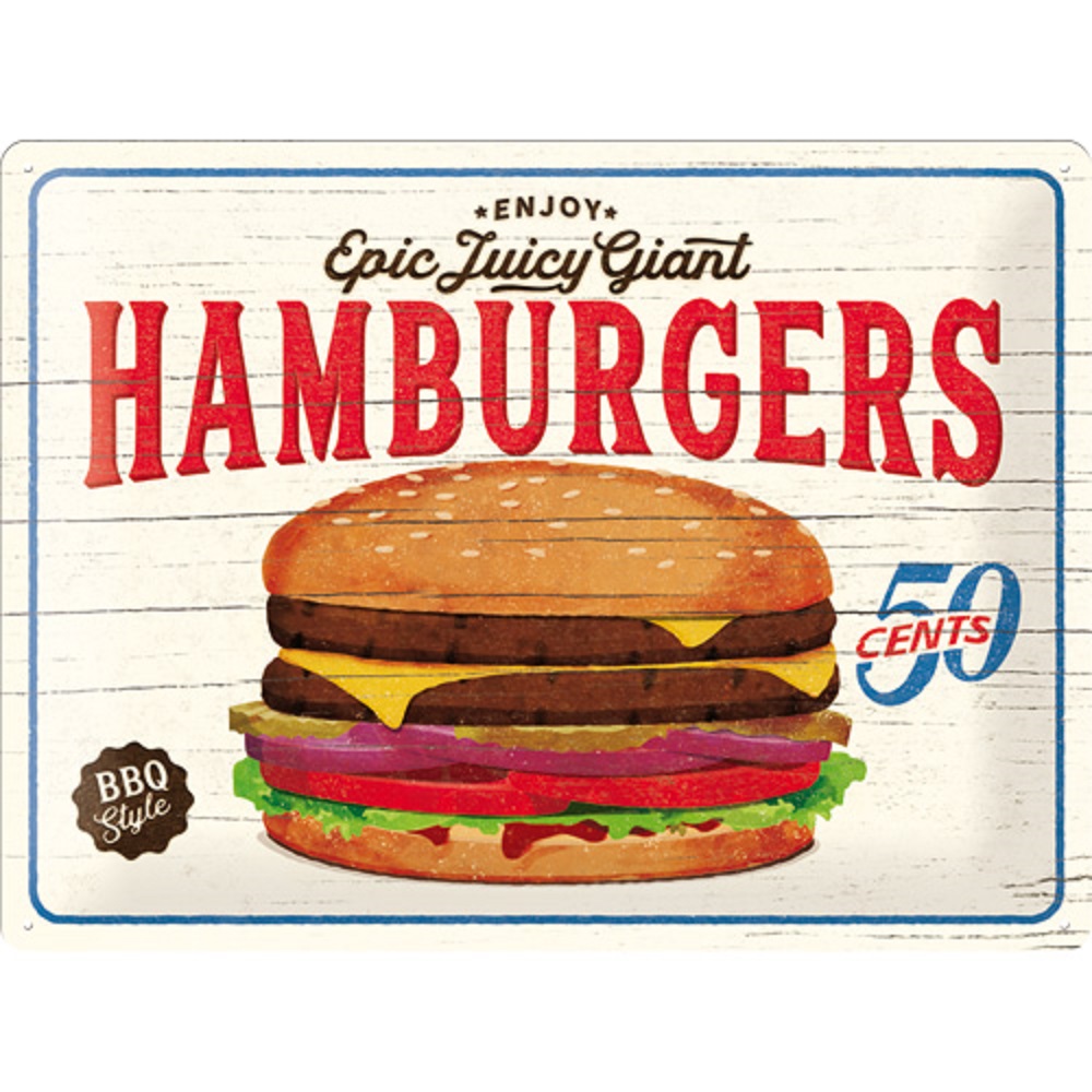 Nostalgic Μεταλλικός πίνακας USA Hamburgers
