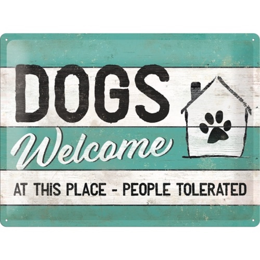 Nostalgic Tin Sign 30x40 PfotenSchild - Dogs Welcome