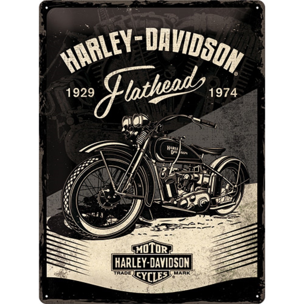 Nostalgic Μεταλλικός πίνακας Harley-Davidson - Flathead Black 30x40x1 cm
