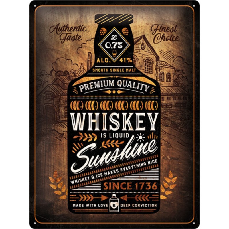 Nostalgic Μεταλλικός πίνακας Whiskey Sunshine Open Bar