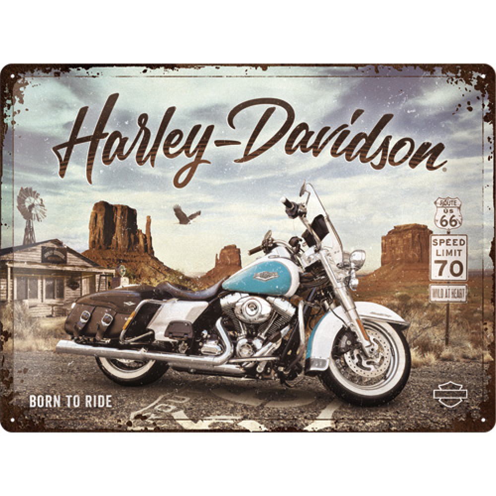 Nostalgic Μεταλλικός πίνακας Harley-Davidson - Route 66 Road King Classic