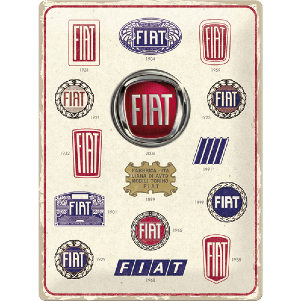 Nostalgic Μεταλλικός πίνακας Fiat - Logo Evolution