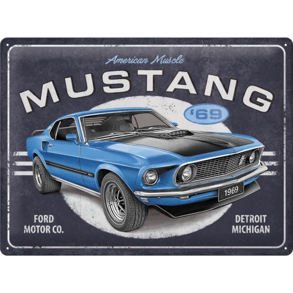 Nostalgic Μεταλλικός πίνακας Ford Mustang - 1969 Mach 1 Blue