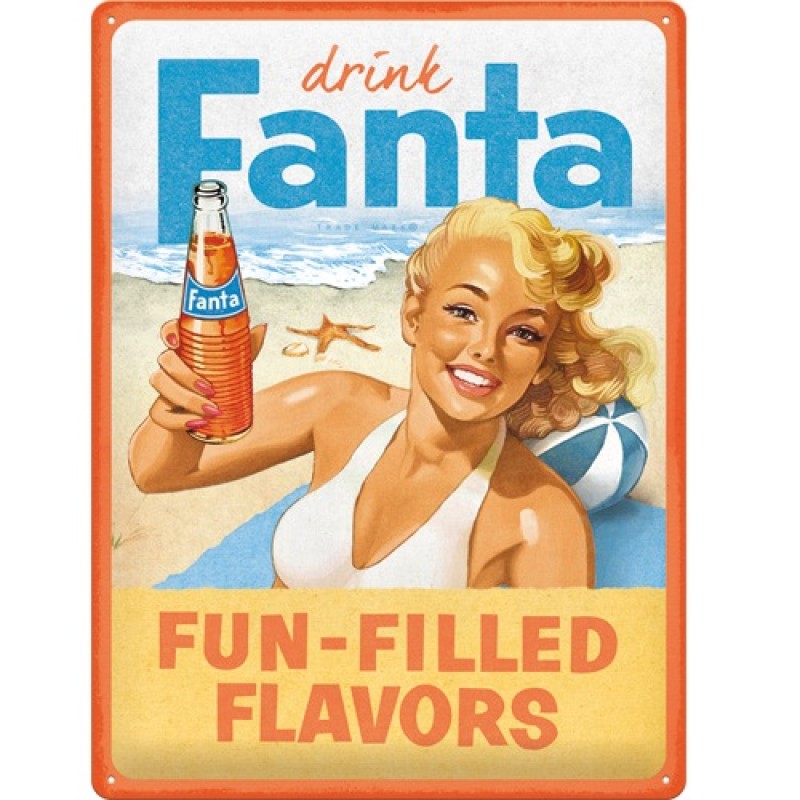 Nostalgic Μεταλλικός πίνακας Fanta - Beach Girl