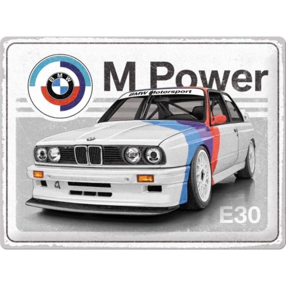 Nostalgic Tin Sign 30 x 40cm BMW Motorsport - M Power E30